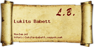 Lukits Babett névjegykártya